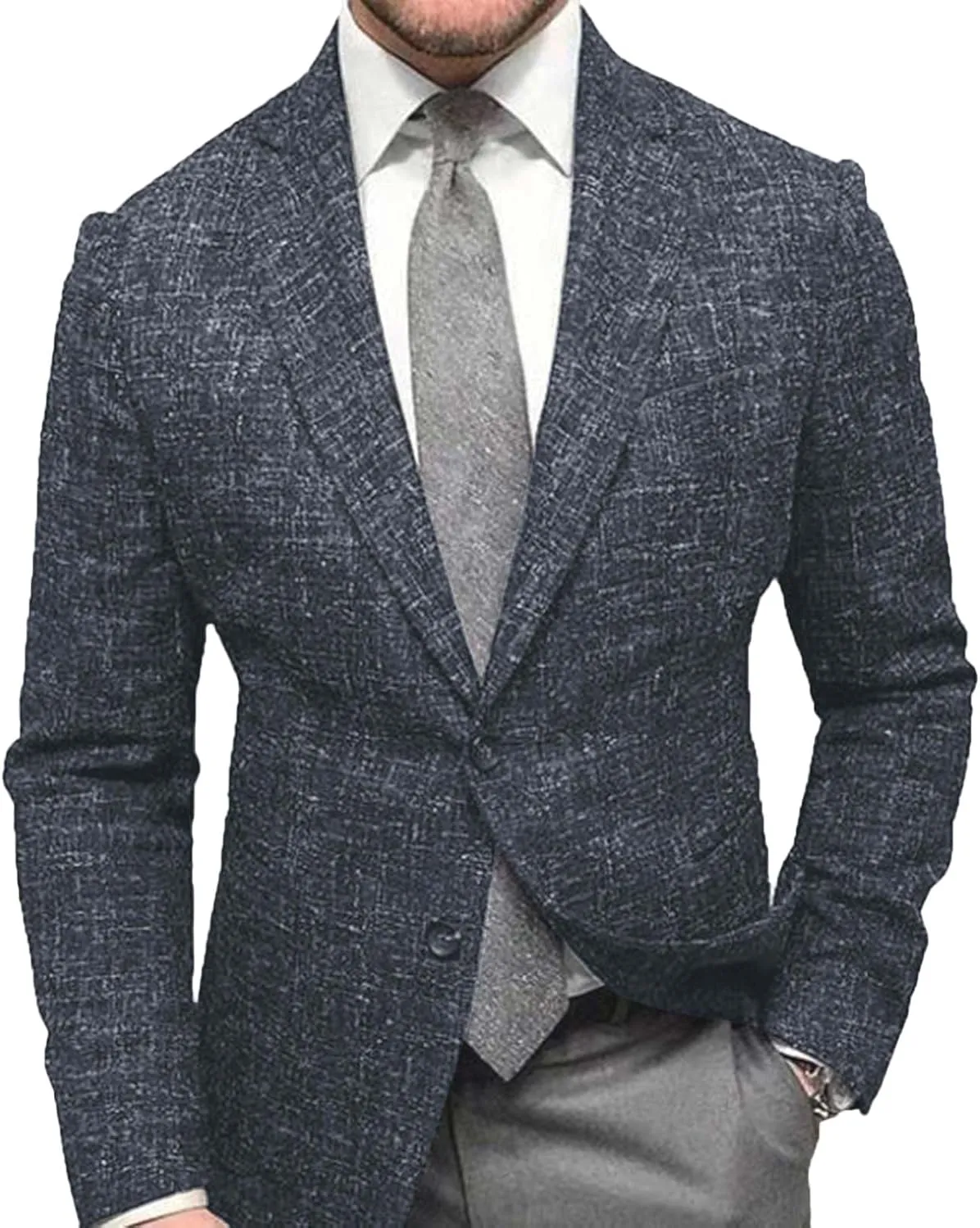 Zeiyignr Mens Plaid Blazer Sports Coat Casual Slim Fit Notched Lapel Checkered Suit Jacket for Men Wedding Party Banquet Prom