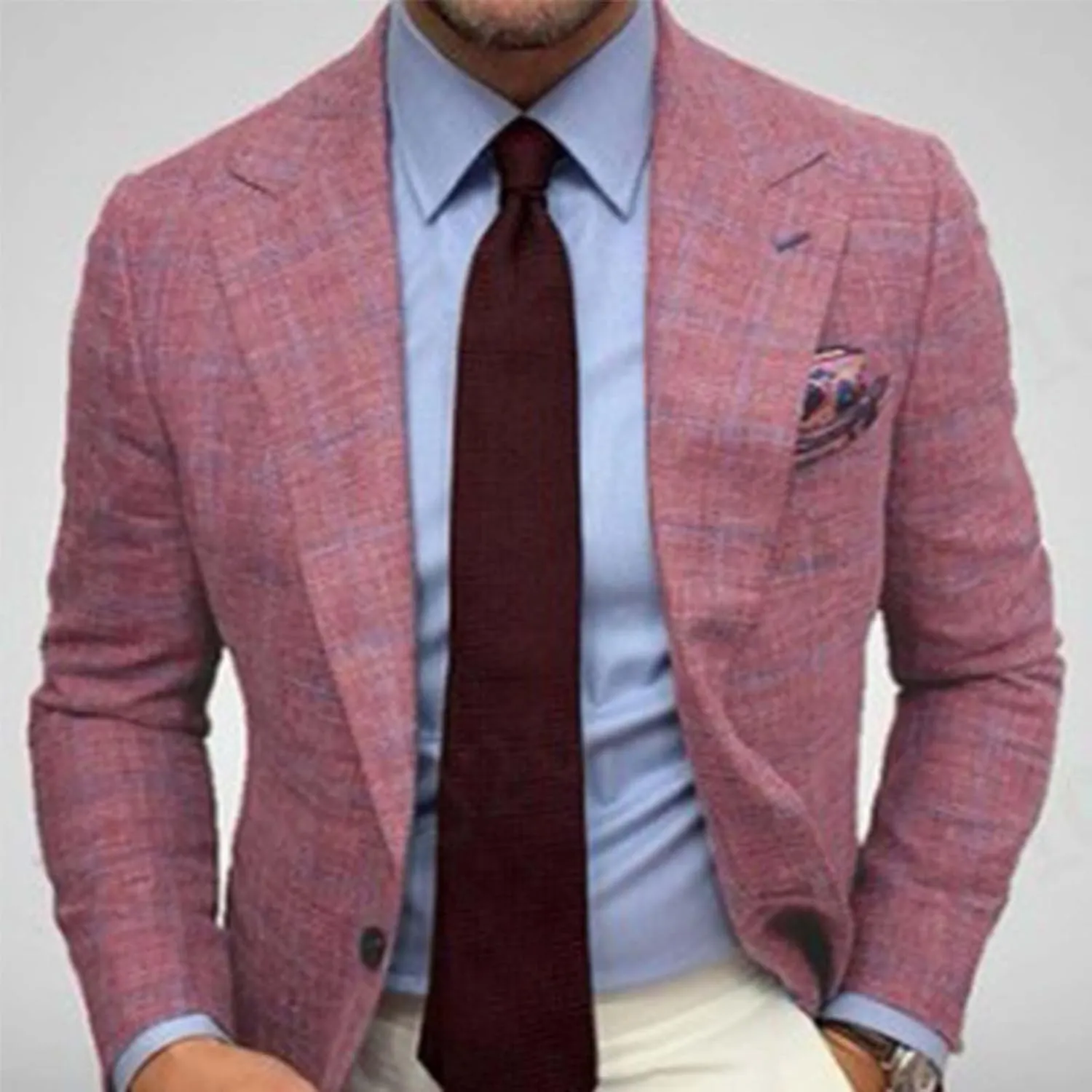 Zeiyignr Mens Plaid Blazer Sports Coat Casual Slim Fit Notched Lapel Checkered Suit Jacket for Men Wedding Party Banquet Prom
