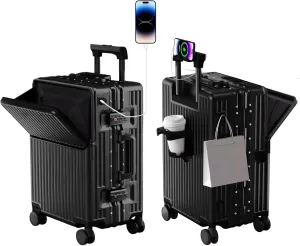 Zipperless Luggage, Polycarbonate Aluminum Hard Shell, Expandable Carry-On Suitcase with Spinner Wheels, Hard Shell Suitcase, 20 Inch Cabin