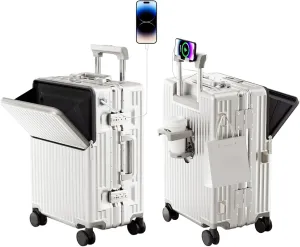 Zipperless Luggage, Polycarbonate Aluminum Hard Shell, Expandable Carry-On Suitcase with Spinner Wheels, Hard Shell Suitcase, 26 Inch Cabin